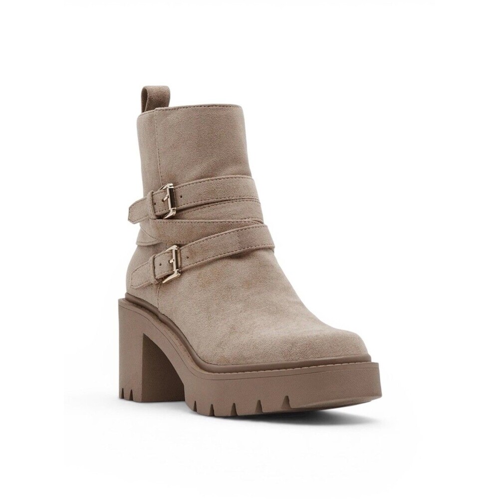 Madden Girl Women's Pike Moto Buckle Lug Sole Booties Sand Size 5 NWOB
